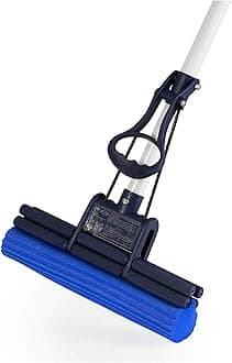 OneTouch Easy Wring Mop - PVA Sponge & Telescopic Handle - Wiper for Laminate, Tiles & Parquet - Hygienic Floor Cleaning without Wet Hands