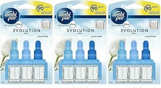 3x Ambi Pur 3Volution Air Freshener 20ml Refill - Cotton Fresh