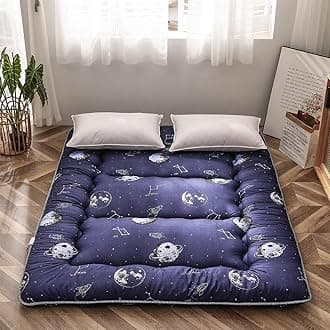 MAXYOYO Navy Space Adventure Japanese Floor Futon Mattress, Thicken Tatami Mat Sleeping Pad Foldable Bed Roll Up Mattress Floor Lounger Bed Couches and Sofas for Kids Queen Size
