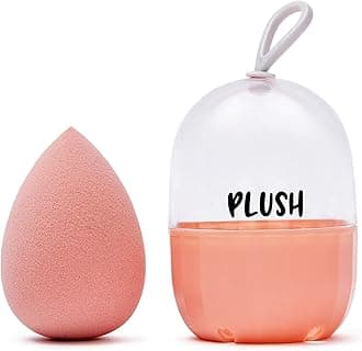 Peachy Puff Microfiber Beauty Blender with Case | Makeup Sponge That Saves Up to 60% Makeup | Teardrop Cut | For All Makeup Formulations | Cruelty-Free | Latex-Free | Vegan