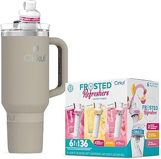 40oz Stainless Steel Insulated Tumbler Bundle in Ranger - Includes Frosted Refreshers Flavor Cartridge Drink Mix Variety Pack, Zero Calories, No Sugar