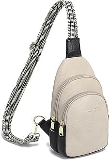 INICAT Crossbody Sling Bags Fanny Packs Leather Purses Chest Bag for Women