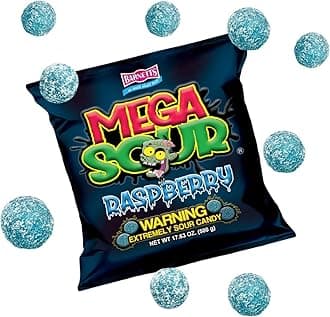 Mega Sour Candy Raspberry 500g - Trendy Sweet Bags - Traditionally Handmade Sweets - Sour Coating Lasts 20 Seconds - Candies for Party Bag, Gift Hamper, or Hamper Box
