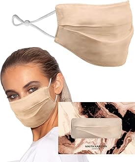KARIZMAKARIZMA Beverly Hills Silk Face Mask. Champagne Fashionable Designer Face Mask for Women. Washable Fabric Face Mask Reusable Facemask. 19 Momme Mulberry Silk Mask - Luxury Fashion Masks for Women