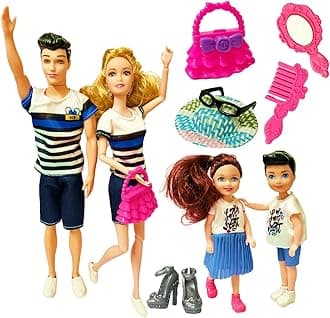 SUPER TOY Mother Father Kids Family Doll Play Set for Kids Girls Age 2 3 Years