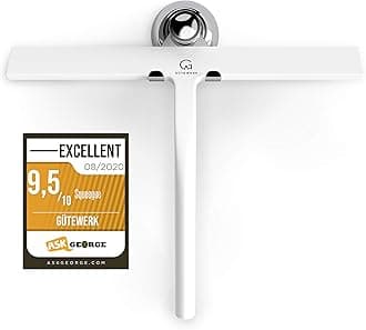 GÜTEWERK shower squeegee white 11 in - incl. chrome suction cup hook - stainless steel core - silicone rubber squeegees for bathroom cleaning - window screen wiper cleaner glass scraper blade showers