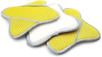 Scrub Ninja - Star Scrubber (7in. x 7in.) White/Gold - 3 Pack| for scrubbing Leather, Plastic, Rubber and Vinyl | Ergonomic Shape with Pockets for Tight Spaces | Steering Wheels and Cup Holders