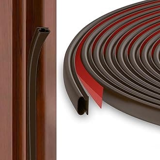 Hejo Door Seal Strip D-Shape, 10mm(W) x 6mm(D) /6m(L) Rubber Weather Stripping, Self-Adhesive Waterproof Draft Excluder Tape for Doors, Easy Cut to Size and Ideal to Seal Gap from 2.5mm to 6mm (Brown)
