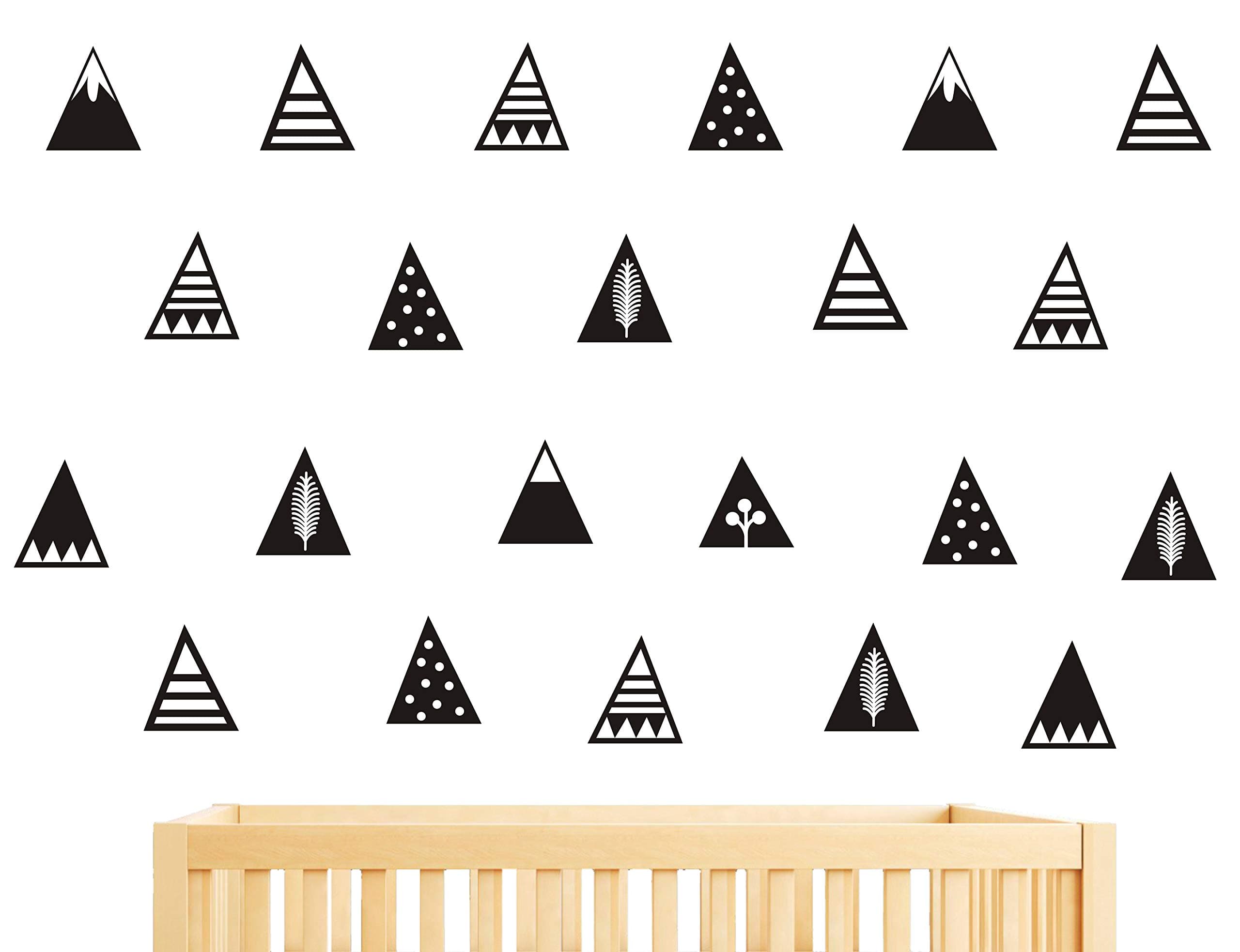 Mountain Wall Decals,8 Different Pattern,Removable Vinyl Wall Stickers for Baby Kids Boy Girl Bedroom Nursery Decor A16 (Black)