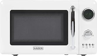 Haden 700 Watt 0.7 Cubic Foot Microwave Oven with Digital Controls, Defrost, and Instant Start Countertop Small Appliance, Ivory/Chrome