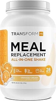 TransformHQMeal Replacement Shake Powder 28 Servings (Orange Cream) - Gluten Free, Non-GMO