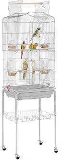 Yaheetech64inch Height Open Top Bird Cage Metal Parrot Cage w/Detachable Rolling Stand for Medium Small Parrot Parakeet Birds