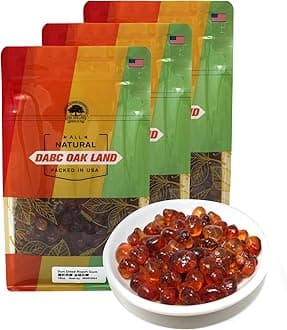 DABC OAK LAND Wild Peach Gum, 100% Natural Edible Peach Blossom, Tears Tao Jiao Peachs Resin, Collagen Boosting for Skin & Health, Food Additives Free for Dessert, Drink, Soup, 1LB of 3 Bags total3LB