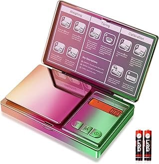 THINKSCALE Shiny Digital Gram Scale, 300g x 0.01g Iridescent Pocket Scale Rainbow Chrome Plating, 6 Units Small Scale .01 Gram Accuracy, Tare Function for Food, Jewelry, Herb, Powder, Coins, Travel