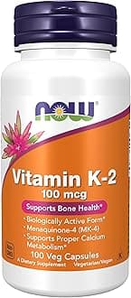 NOW Foods Supplements, Vitamin K-2 100 mcg, Menaquinone-4 (MK-4), Supports Bone Health*, 100 Veg Capsules