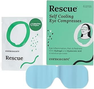 CorneaCare Rescue: Hydrogel Self Cooling Compress | Cold Eye Masks for Puffy Eyes | Self Cooling Eye Compress for Fast Relief | Travel Ready | 6 Count