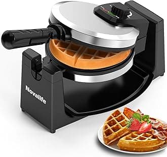 Waffle Maker, Rotating Belgian Waffle Maker, 180° Flip Waffle Iron, Non-Stick Plate, Adjustable Browning Control, Foldable Cool Touch Handle, Removable Drip Tray, Space Saving Storage, Stainless Steel