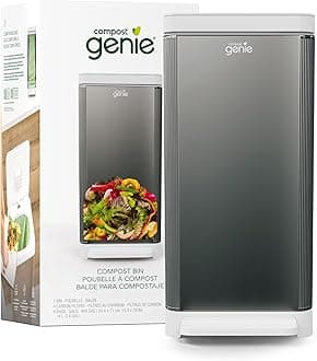 Kitchen Compost Bin, Silver Stainless-Steel Large, 3.6 Gallon, Indoor Odorless Composting, Hands-Free, Washable Parts, Includes 8 Tear-Off Compostable Bags and 4 Carbon Filters