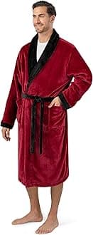 Mens Soft Robe Bathrobe for Men, Lightweight Fleece Male Robe Long Bath Shower Spa