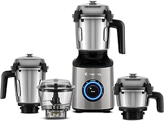 Zenova Mixer Grinder | Unique Coarse Mode for Silbatta-like Texture | Intelligent BLDC Motor | Safety Features | 4 Jars including Chopper | Hands-Free Operation | Sand Grey