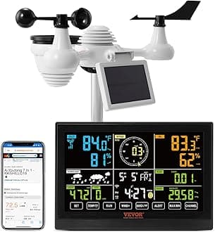 VEVOR YT60234 WiFi Weather Station 7-in-1, Weather Stations WiFi Indoor Outdoor, 7.5" Color Display for Weather Forecast, Temperature, Humidity, UV, Air Pressure, Wind Speed&Direction, Rain, Alarm
