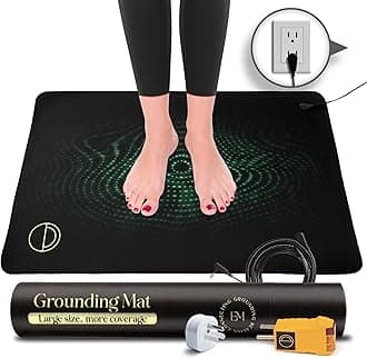 Grounding Mat - Universal Earthing mats Plus Earthing Cord. Great to Place on Yoga mat, Grounded Foot Therapy, Potential EMF and ESD Protection, Sleep Assist, Put Your Computer on it