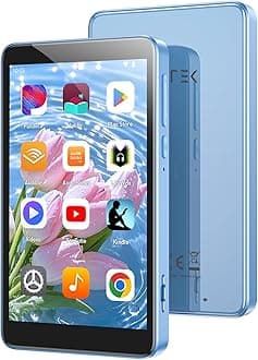 AGPTEK 96GB MP3 Player with Bluetooth and WiFi, T08X 4'' Android 14 MP4 Music Player with Spotify, Audible, APP Store, Up to 1TB, Blue