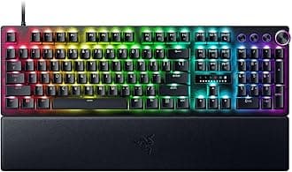 Huntsman V3 Pro Esports Gaming Keyboard, Analog Optical Switches w/Rapid Trigger & Adjustable Actuation, Media Keys & Dial, Doubleshot PBT Keycaps, Aluminum Top Plate, Wrist Rest - Black