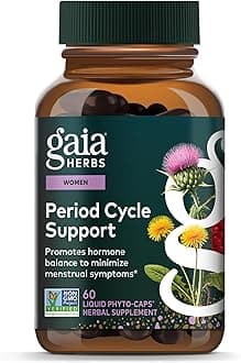 Gaia Herbs Period Cycle Support - Supports Hormone Balance & PMS Relief* - Herbal Supplement with Vitex Berry & Schisandra - Free from Gluten, Dairy & Soy - 60 Vegan Liquid Phyto-Caps (30 Servings)