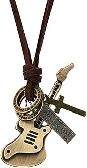 Boho Leather Necklace Antique Tribal Pendant, Boho Jewelry Gift for Men and Women