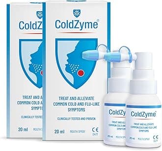 (Pack of 2) ColdZyme Cold & Flu Throat Spray | Disables Viruses | Shortens The Duration of Symptoms | Use at First Signs of a Cold | Sore Throat Relief & Protection - Menthol Flavour 2x20 ml