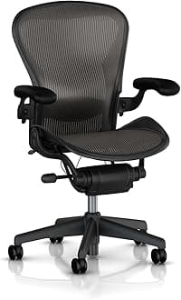 Classic Aeron Task Chair: Tilt Limiter w/Seat Angle Adj - Lumbar Pad - Fully Adj Vinyl Arms - Standard Carpet Casters