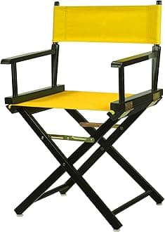 Casual Home 200-02/021-34 18" Black Frame-Gold Canvas Director Chair Classic Height, BlackFrame
