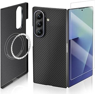 for Samsung Galaxy Z Fold 7 Case, 600D Carbon Fiber Z Fold 7 Case, 2X Screen Protector, Precision Full Camera Protection, Ultra-Slim Aramid Phone Cover Bare Touch Feeling(Only Covers The Back)