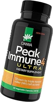 Daiwa Peak Immune 4 - Immune System Booster – Rice Bran and Shitake Mushroom Supplement for Natural Immune Support (Ultra Strength)