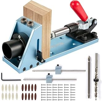 VEVOR Pocket Hole Jig Kit, Adjustable & Easy to Use Joinery Woodworking System, Aluminum Punch Locator, Wood Guides Joint Angle Tool w/Extension Rod Screws for DIY Carpentry Projects