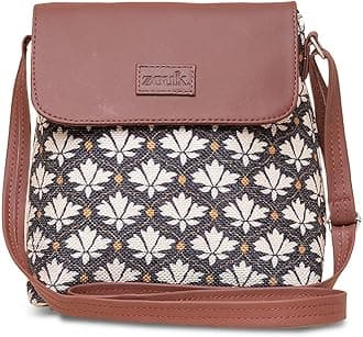 Bidri Kaiser Motif Printed Women's Hand Crafted Vegan Leather Black and White Flap Sling Bag