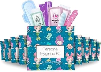 Menstrual Kit All-in-One 10 Pack | Convenience on The Go | Period Kit Pack for Travelling, Tweens & Teenager | Individually Wrapped Feminine Hygiene Product (Under The Sea)