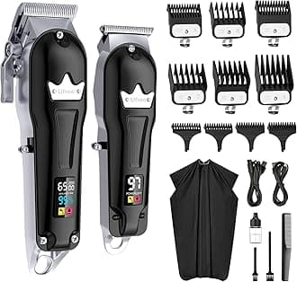 UfreeHair Clippers for Men Professional, Beard Hair Trimmer, Cordless Barber Clippers Supplies, Hair Cutting Kit, T Liners Edgers Clippers, Mens Grooming Kit, Birthday Gifts for Men Women, Black