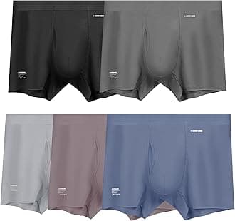 Premium Men's Naked Feeling Air Micro Modal Boxer Briefs with Fly Function - Athleisure Mens Underwear Trunks, 5-pack/Assorted Colors 04, S