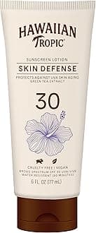 Sunscreen Lotion Skin Defense, Protect against UVA Skin Aging Green tea extract, SPF 30 UVA/UVB Vegan Water resistant(80 mins), Oil Free, Derm Tested, No Oxybenzone, Lightweight- 177ml