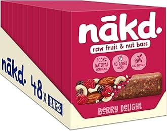 Nakd Berry Delight Natural Fruit & Nut Bars - Vegan - Healthy Snack - Gluten Free, 35 g (Multipack case 48 Bars)