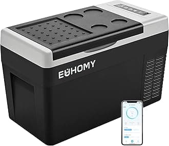 EUHOMY 12 Volt Refrigerator, 26QT(25L) Compressor Electric Cooler APP Control, Car Fridge -4℉~68℉, Portable Refrigerator 12/24V DC 110-240V AC, Portable Freezer for Camping, Travel, Boat