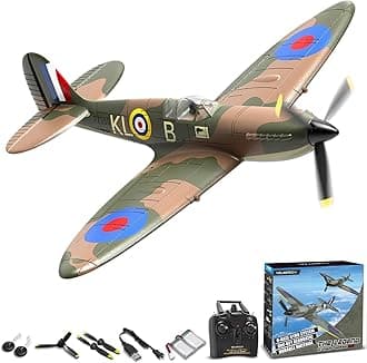 VOLANTEXRC RC Plane WWII Spitfire Remote Controlled Plane with Upgraded Canopy,Xpilot Stabilization System & One Key Aerobatic Radio Control Airplane for Beginner&Adult (76112v2 Green)
