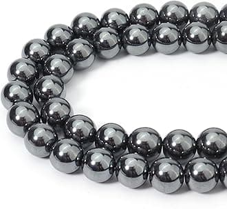35pcs 10mm Natural Black Hematite Beads Energy Healing Crystal Round Loose Stone Beads for Jewelry Making, DIY Bracelets Necklaces