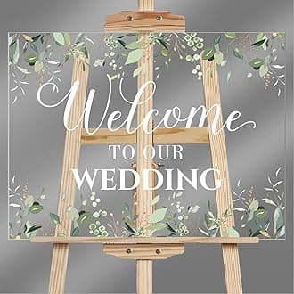 Welcome Wedding Sign 24 x 18 Inch Acrylic Greenery Eucalyptus Wedding Party Sign