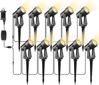 Svater Garden Spotlights Mains Powered, 32m 10-in-1 LED Landscape Lights 2W Warm White 3000K 27V IP65 Waterproof Outdoor Garden Lights Pathway Lighting for Lawn Yard, Patio,Driveway,Party