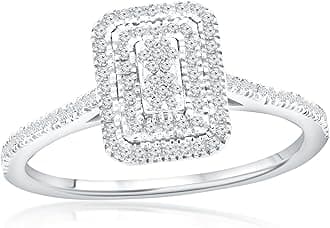 Beaux Bijoux Real Diamond Rings for Women in Sterling Silver - Engagement, Promise Anniversary, Genuine Fine Diamond Rings in Multiple Shapes and Styles