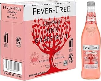 Fever-Tree Sparkling Pink Grapefruit - Premium Quality Mixer - Refreshing Beverage for Cocktails & Mocktails. Naturally Sourced Ingredients, No Artificial Sweeteners or Colors - 16.9 Fl Oz Bottles - Pack of 8