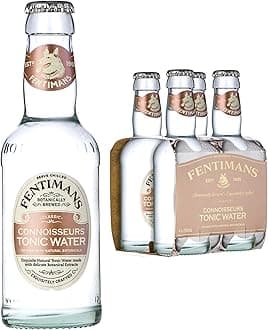 Fentimans Connoisseurs Tonic Water - Botanically Brewed Water - Infused with Natural Botanicals and Quinine - Low Calorie, Gluten Free and Vegan Friendly Soft Drinks - 4 x 200 ml